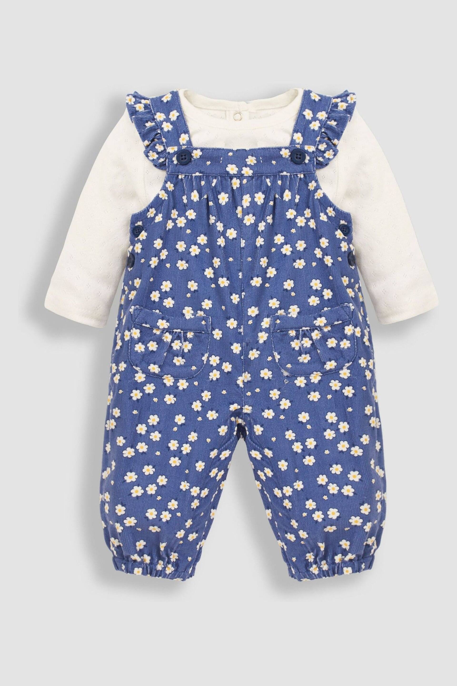 JoJo Maman Bébé Indigo 2-Piece Daisy Print Cord Dungarees & Top Set - Image 5 of 8