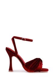 Linzi Red Emery Velvet Stiletto Heeled Sandals - Image 3 of 5
