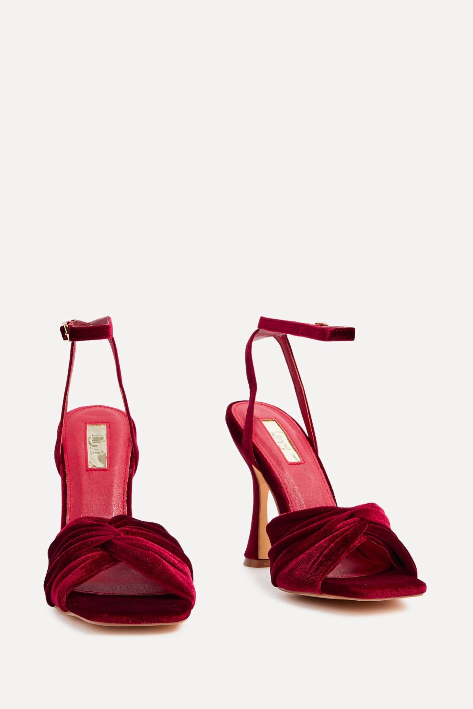 Linzi Red Emery Velvet Stiletto Heeled Sandals - Image 3 of 5