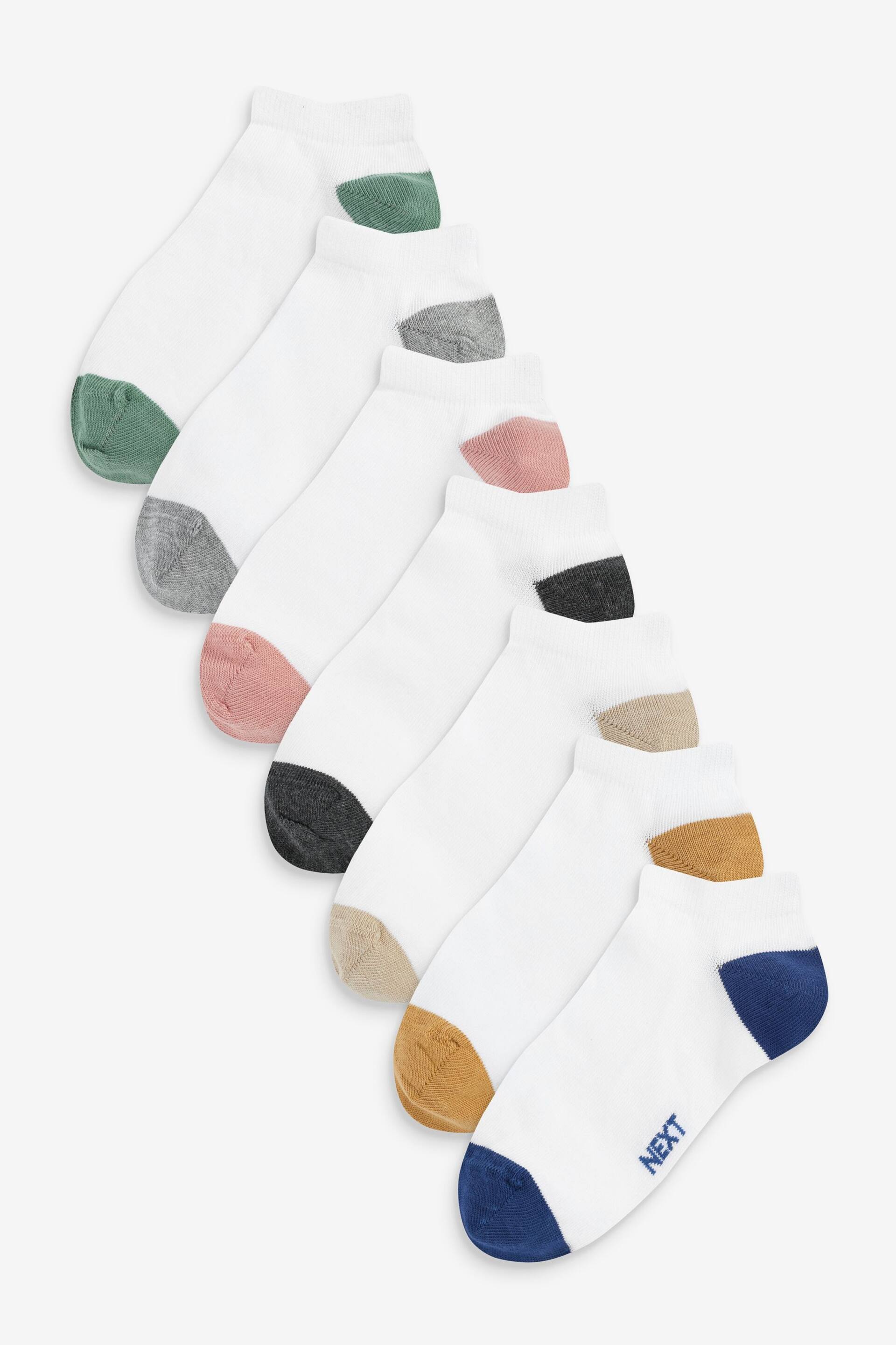 White/Bright Heel and Toe Cotton Rich Trainer Socks 7 Pack - Image 1 of 1