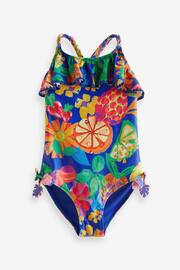Blue Tropical Ruffle Swimsuit (3-16yrs) - Image 6 of 8