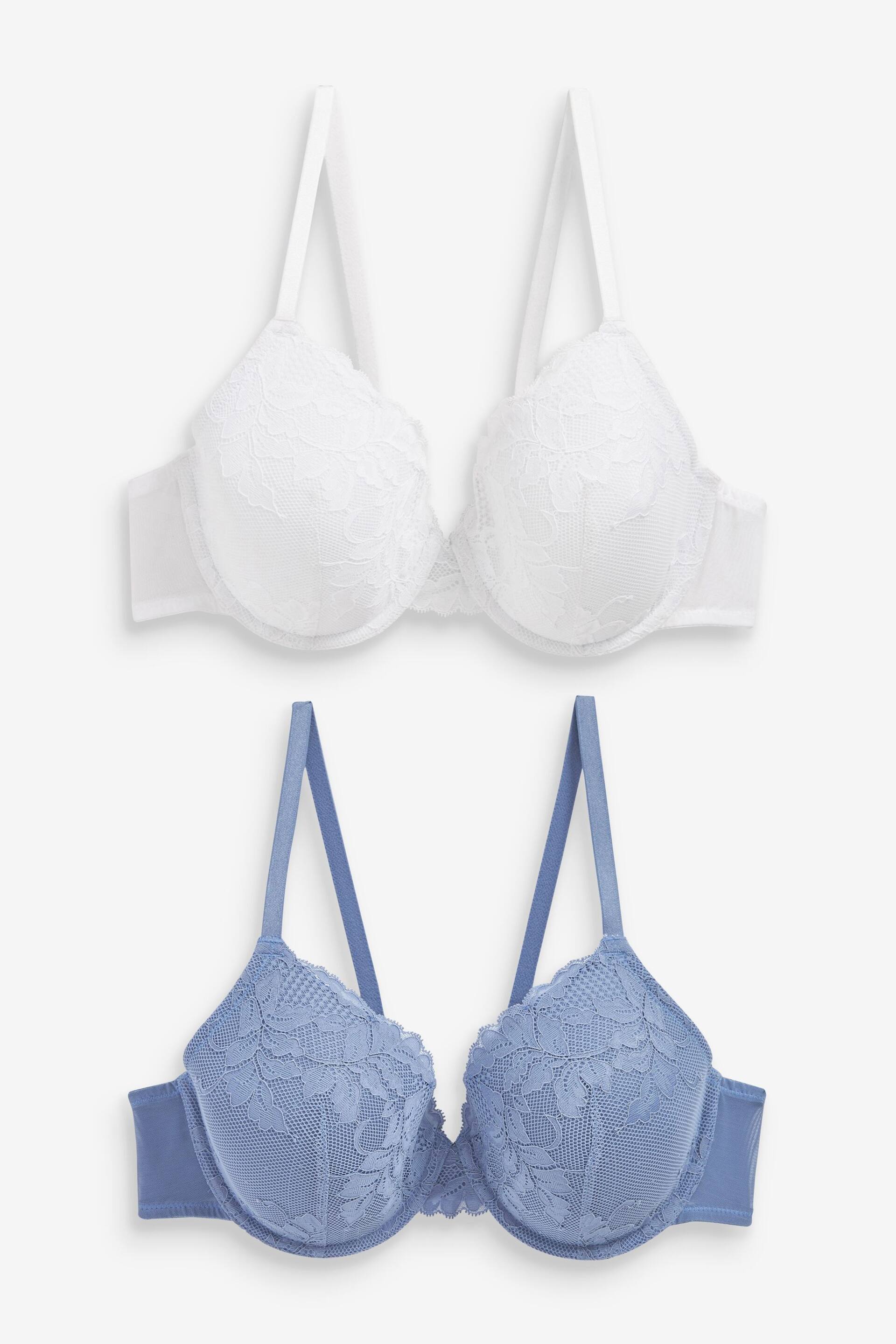 White/Blue Pad Full Cup Lace Bras 2 Pack - Image 10 of 14