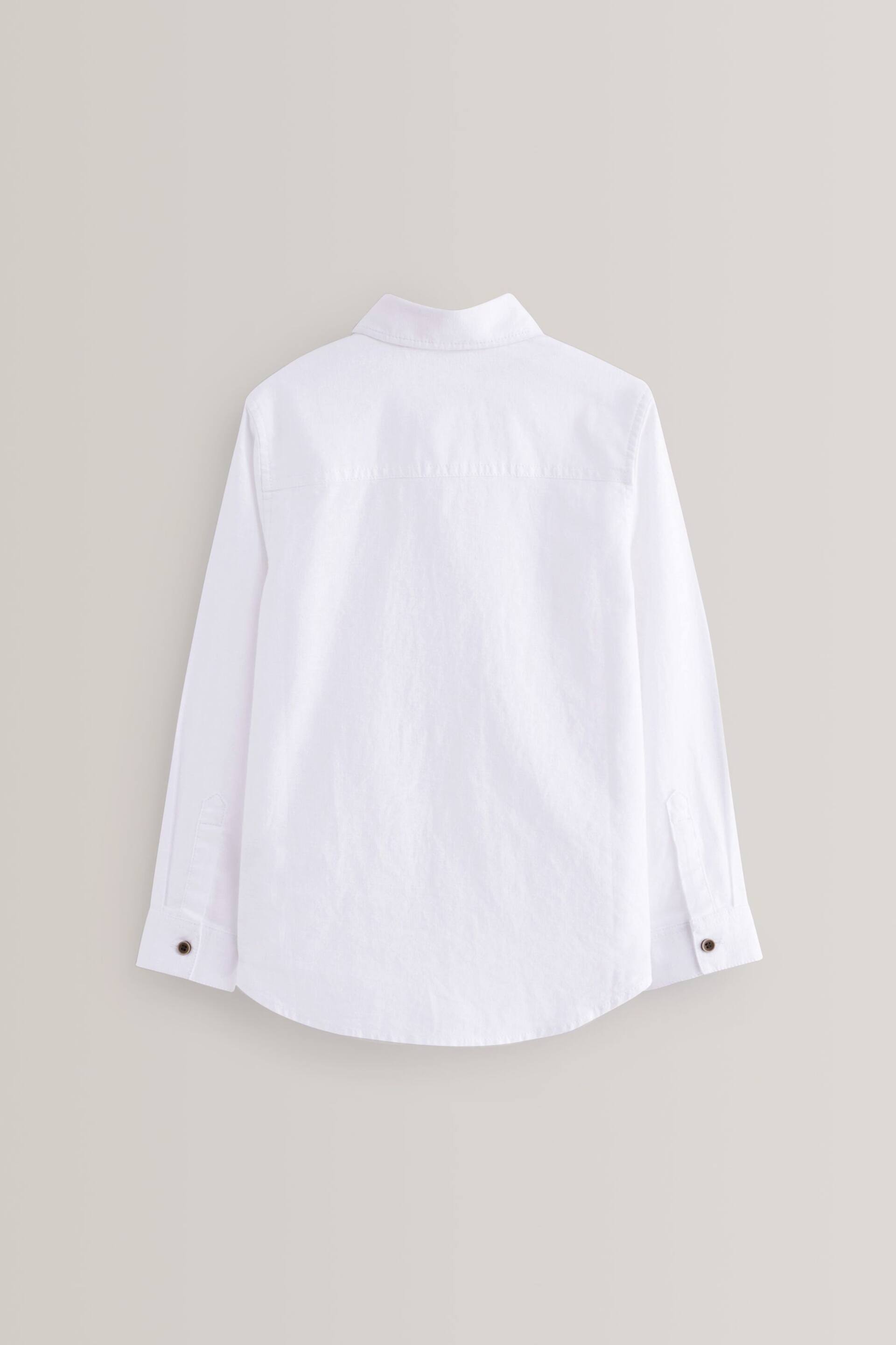 White Long Sleeve Linen Blend Shirt (3-16yrs) - Image 2 of 2