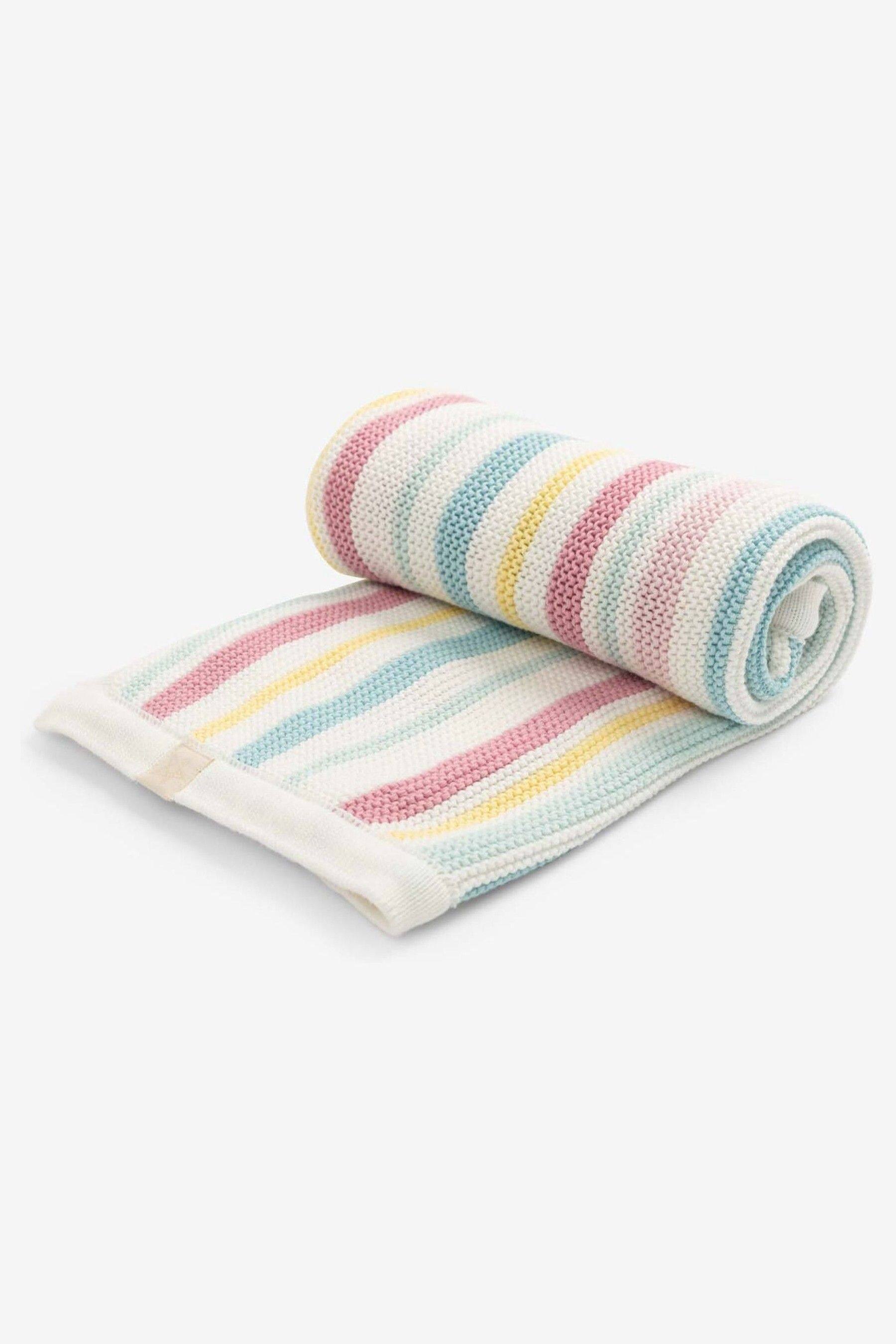 Buy JoJo Maman Bebe Pink Multi Chunky Knitted Stripe Blanket from Next Peru