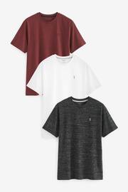 Black/Burgundy/White 3PK Stag Marl T-Shirts - Image 1 of 12