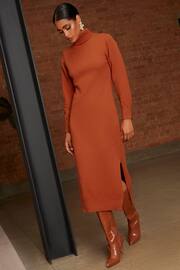 Chi Chi London Orange Oversized Roll Neck Knitted Dress - Image 1 of 4
