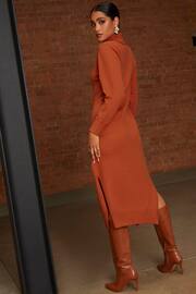 Chi Chi London Orange Oversized Roll Neck Knitted Dress - Image 2 of 4