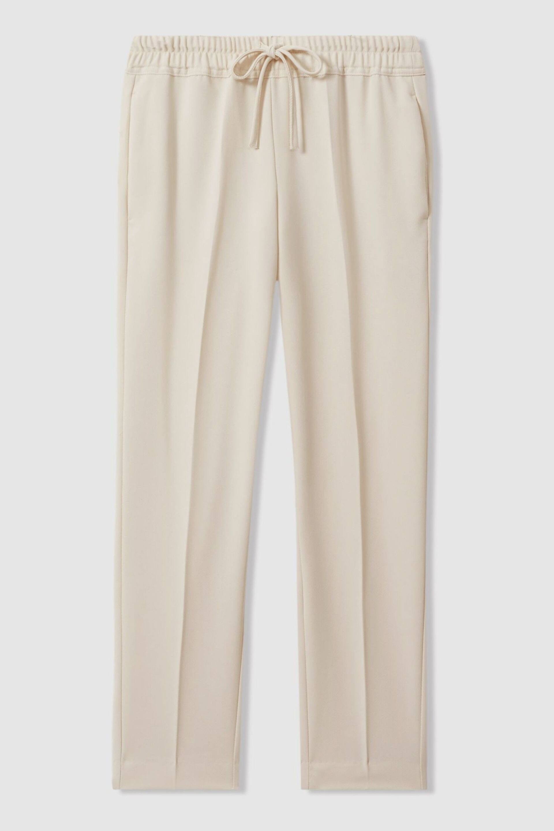 Reiss Cream Hailey Petite Tapered Pull On Trousers - Image 2 of 6