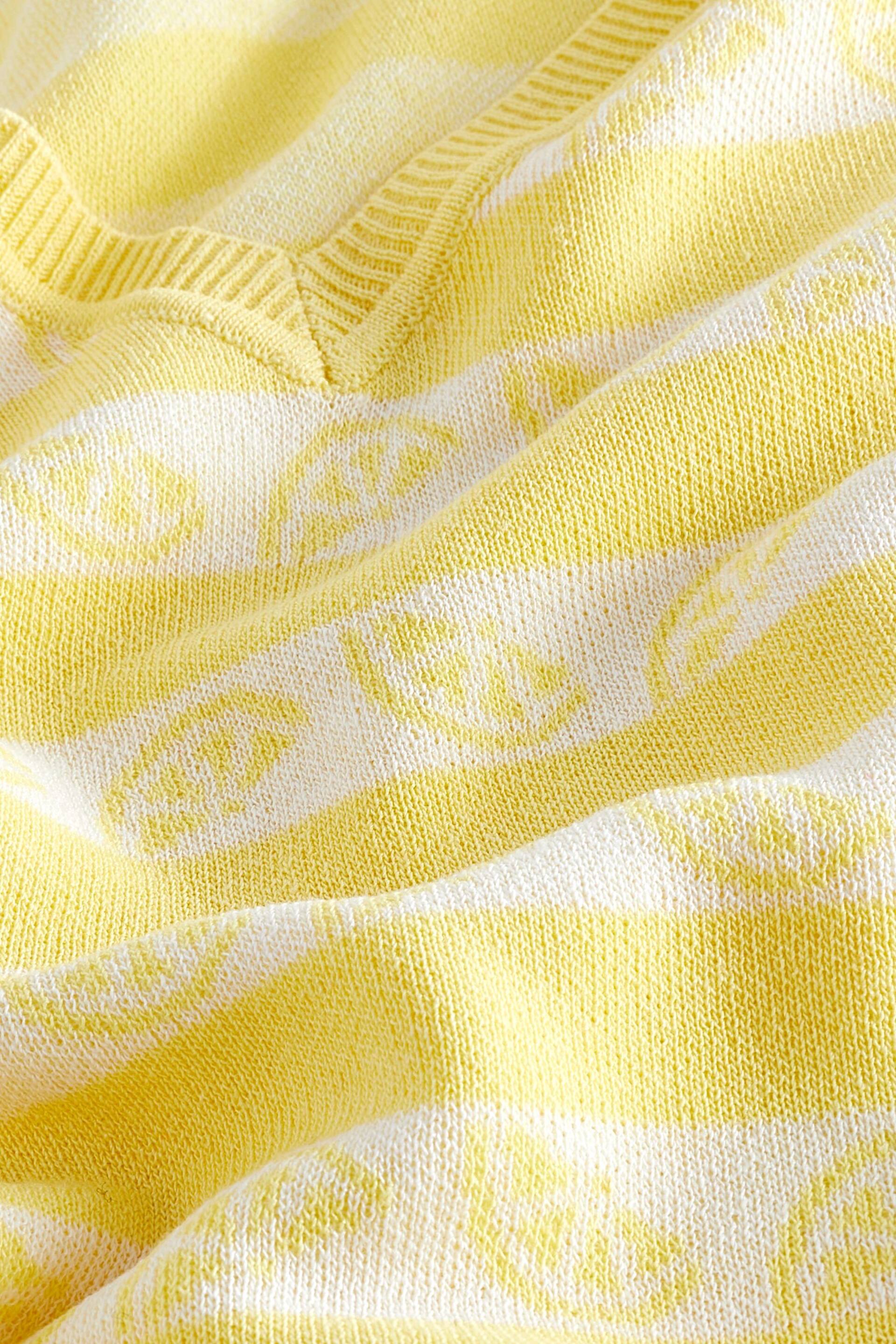 Yellow Lemons V-Neck Gem Button Linen T-Shirt - Image 6 of 7