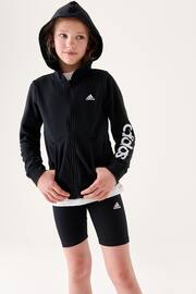 adidas Black Sportswear Essentials Linear Logo Full Zip Hoodie - Image 1 of 9