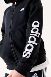 adidas Black Sportswear Essentials Linear Logo Full Zip Hoodie - Image 4 of 9