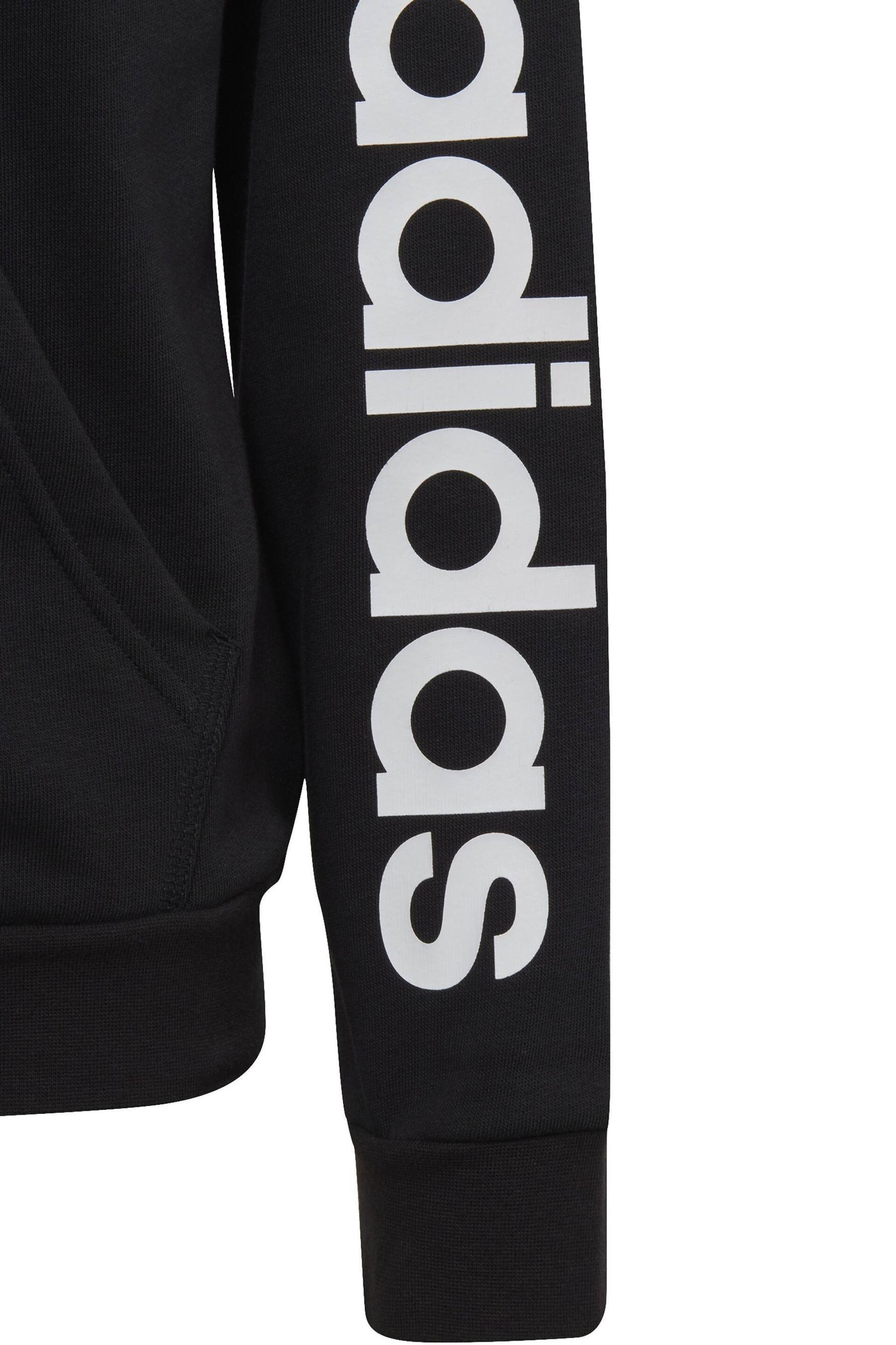 adidas Black Sportswear Essentials Linear Logo Full Zip Hoodie - Image 8 of 9