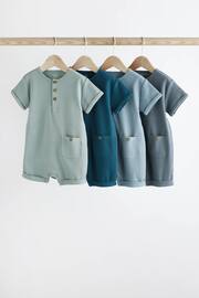 Blue Ribbed Baby Jersey Rompers 4 Pack - Image 1 of 8