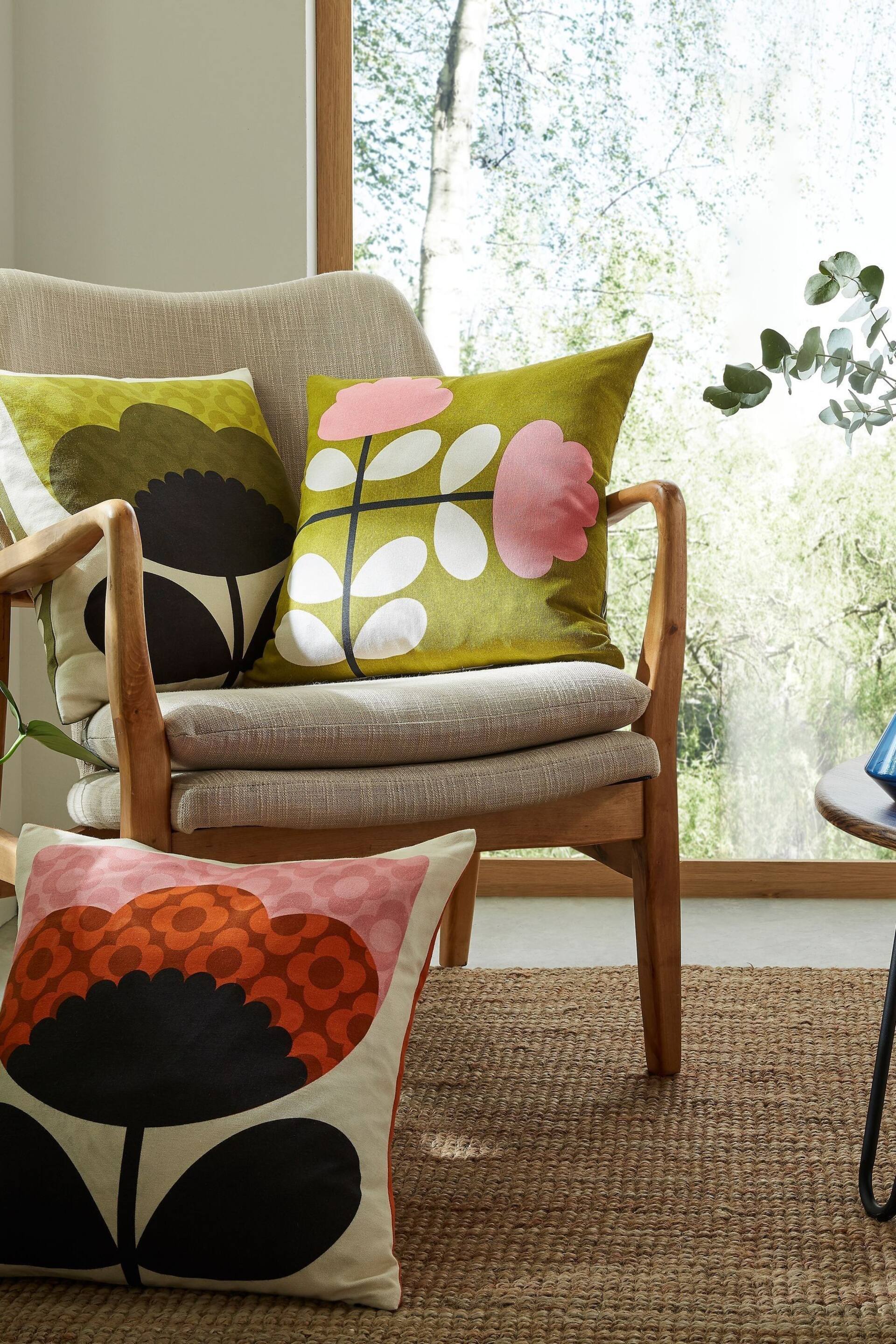 Orla Kiely Green Spring Bloom Reversible Cushion - Image 1 of 1