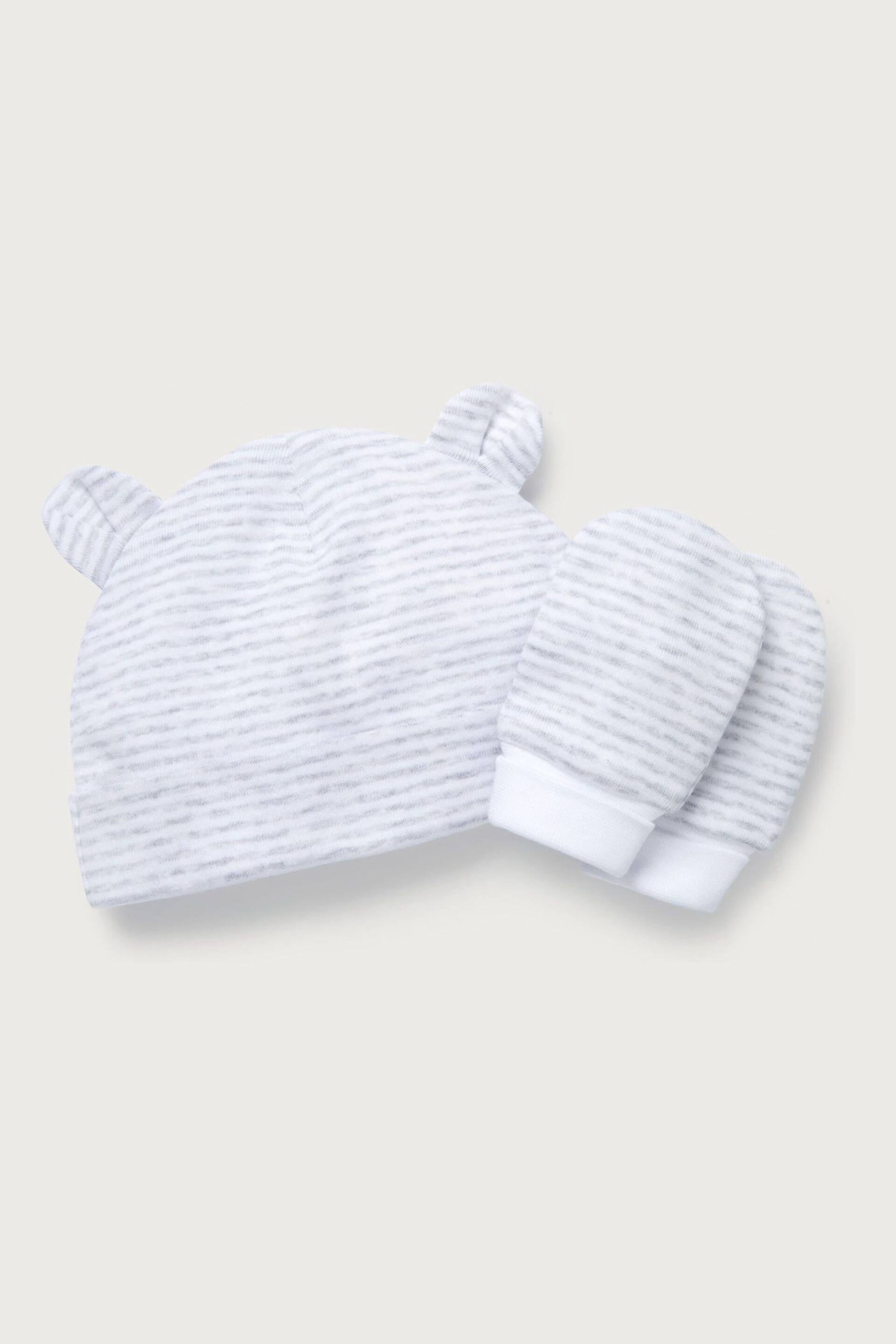 The White Company Organic Cotton Stripe Hat And Mitt Set - Image 1 of 1