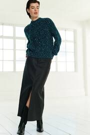 Teal Blue Pom Neppy Cable Stitch Jumper - Image 2 of 6