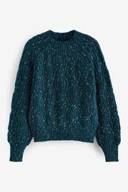 Teal Blue Pom Neppy Cable Stitch Jumper - Image 5 of 6