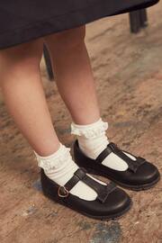 Black Wide Fit (G) School Junior Bow T-Bar Shoes - Image 1 of 6