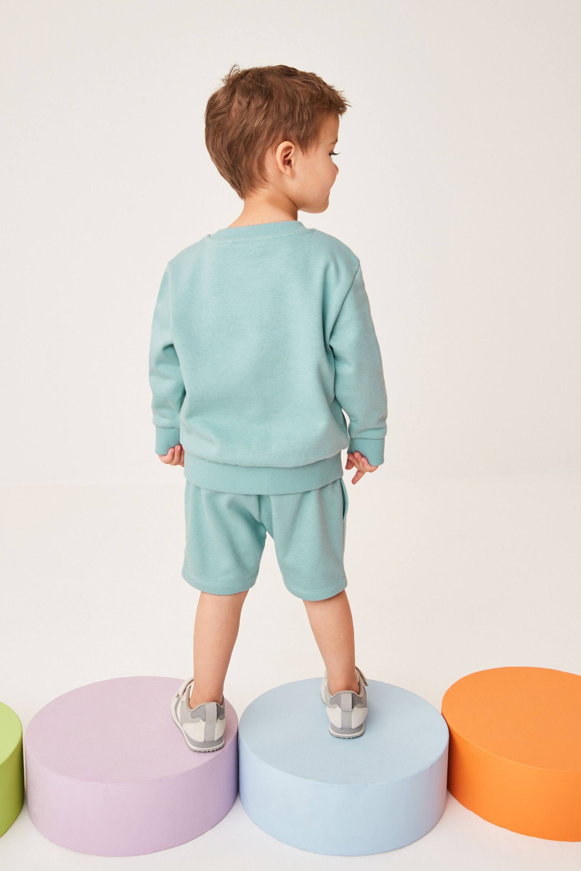 Teal Blue Sweatshirt and Shorts Set (3mths-7yrs) - Image 2 of 5