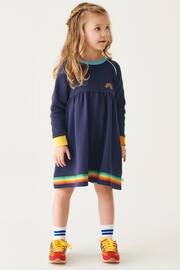 Little Bird by Jools Oliver Navy Little Bird by Jools Oliver Long Sleeve Rainbow Dress - Image 1 of 8