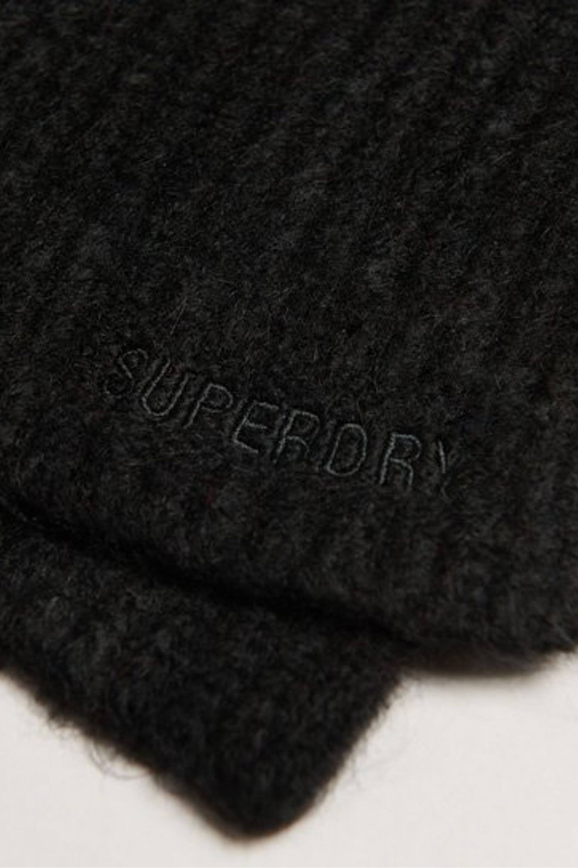 Superdry Black Essential Ribbed Scarf - Image 3 of 3