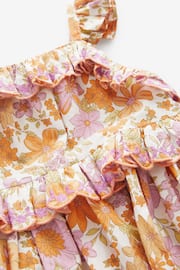 Purple/Orange Floral Tiered Cotton Dress (3mths-8yrs) - Image 7 of 7