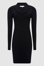 Reiss Black Freya Cut-Out Collared Knitted Bodycon Dress - Image 2 of 5