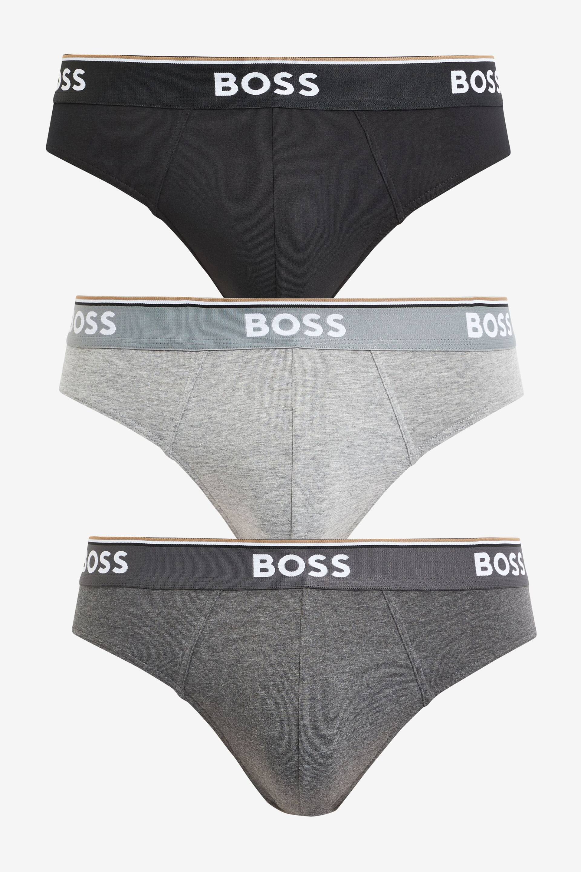 BOSS Grey Power Briefs 3 Pack - Image 1 of 9