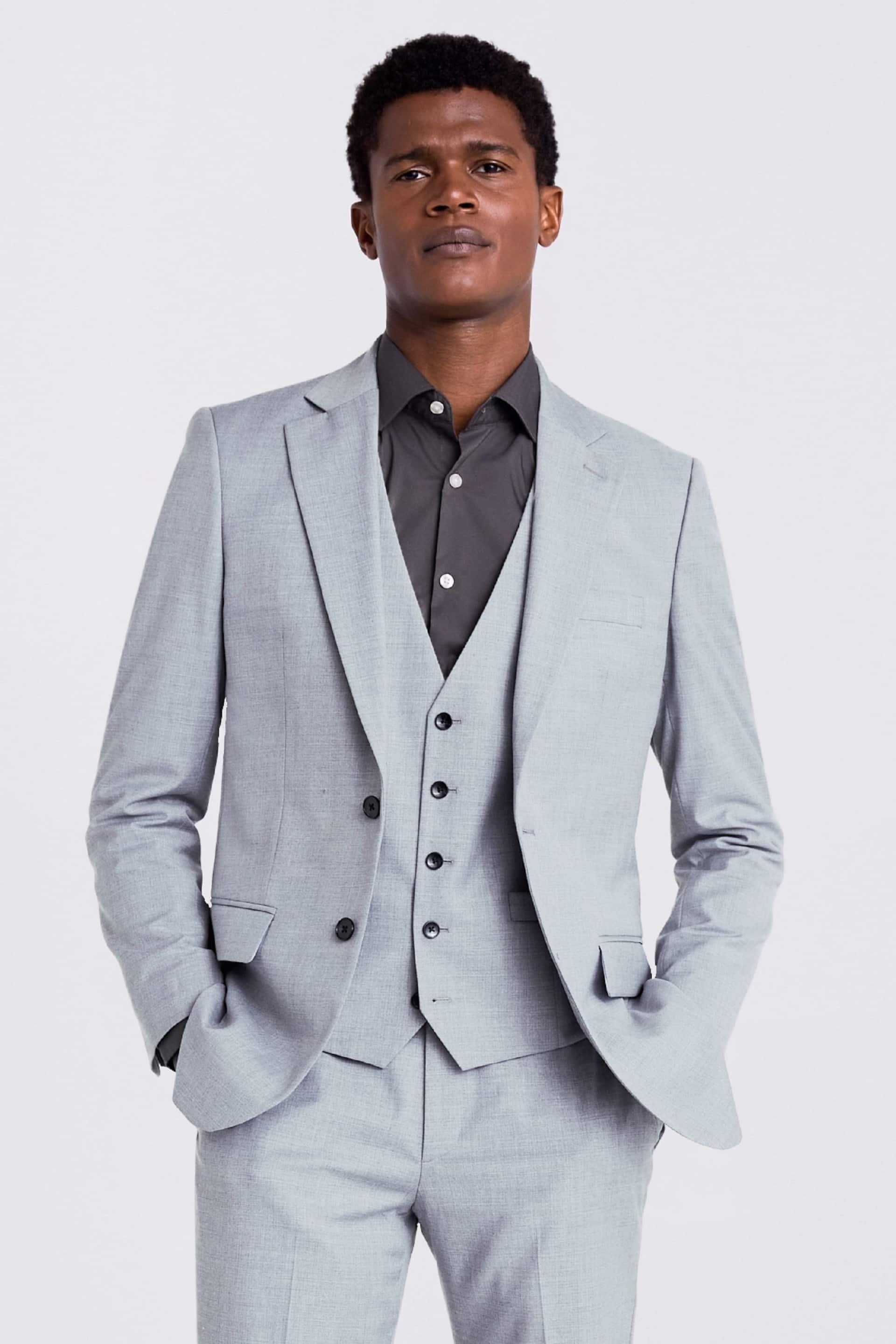 MOSS Grey Tailored Stretch Suit: Jacket - Image 1 of 5