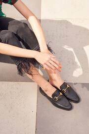 Another Sunday Slip On Black Loafers With Gold Buckle Detail - Image 1 of 5