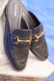 Another Sunday Slip On Black Loafers With Gold Buckle Detail - Image 2 of 5
