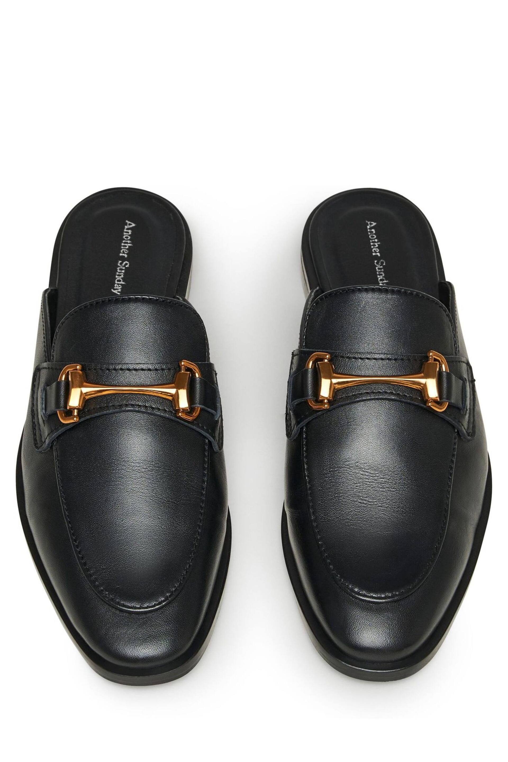 Another Sunday Slip On Black Loafers With Gold Buckle Detail - Image 4 of 5