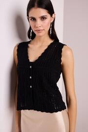 Black Crochet Gem Button Vest - Image 3 of 7