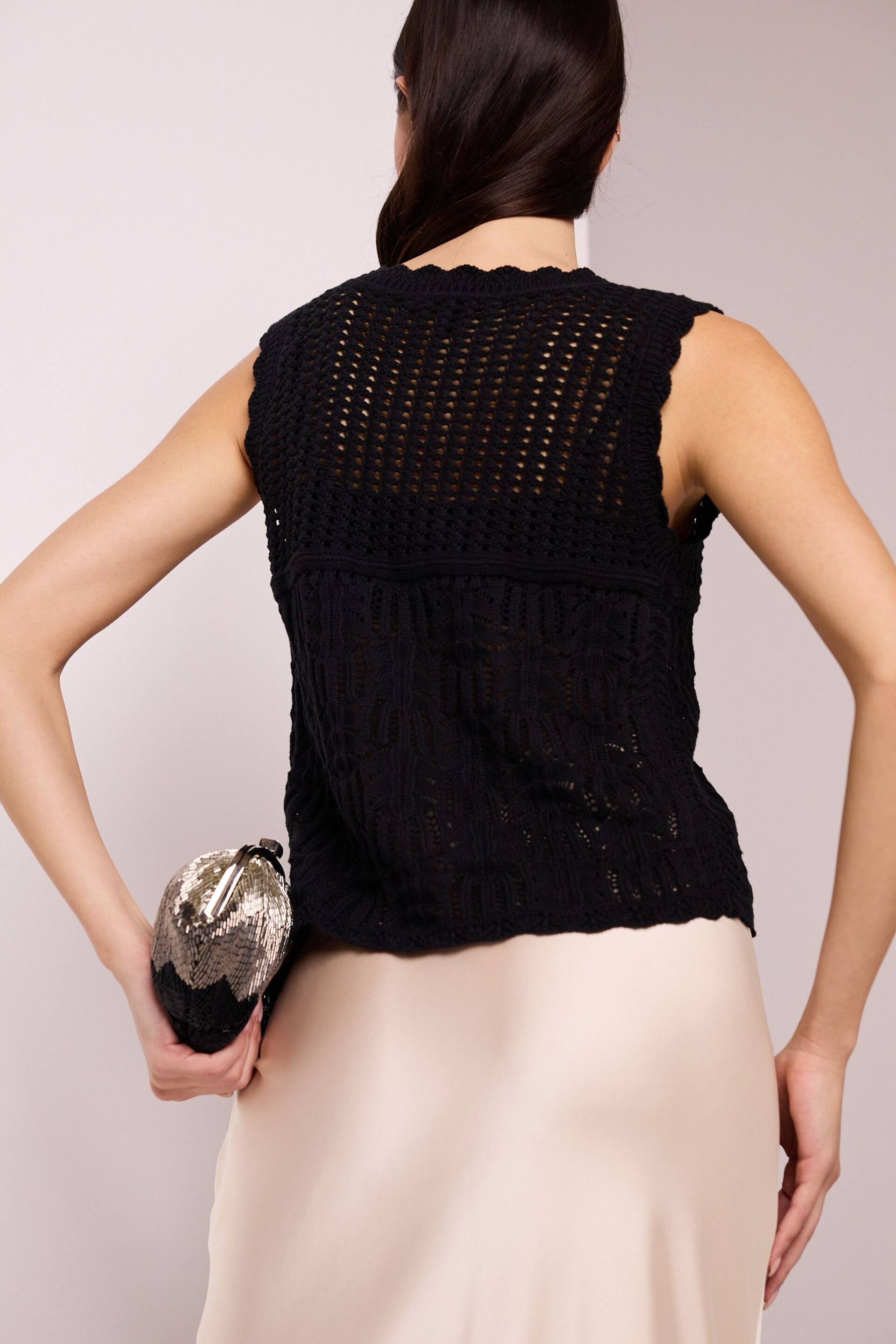 Black Crochet Gem Button Vest - Image 4 of 7