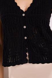 Black Crochet Gem Button Vest - Image 5 of 7
