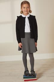 Black Cotton Rich Frill Shoulder School Cardigan (3-16yrs) - Image 2 of 7