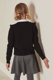 Black Cotton Rich Frill Shoulder School Cardigan (3-16yrs) - Image 4 of 7