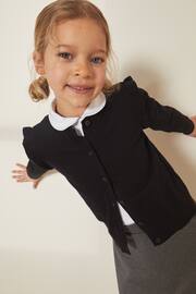 Black Cotton Rich Frill Shoulder School Cardigan (3-16yrs) - Image 5 of 7