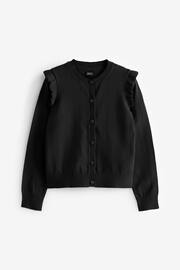 Black Cotton Rich Frill Shoulder School Cardigan (3-16yrs) - Image 6 of 7