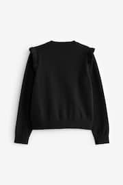 Black Cotton Rich Frill Shoulder School Cardigan (3-16yrs) - Image 7 of 7