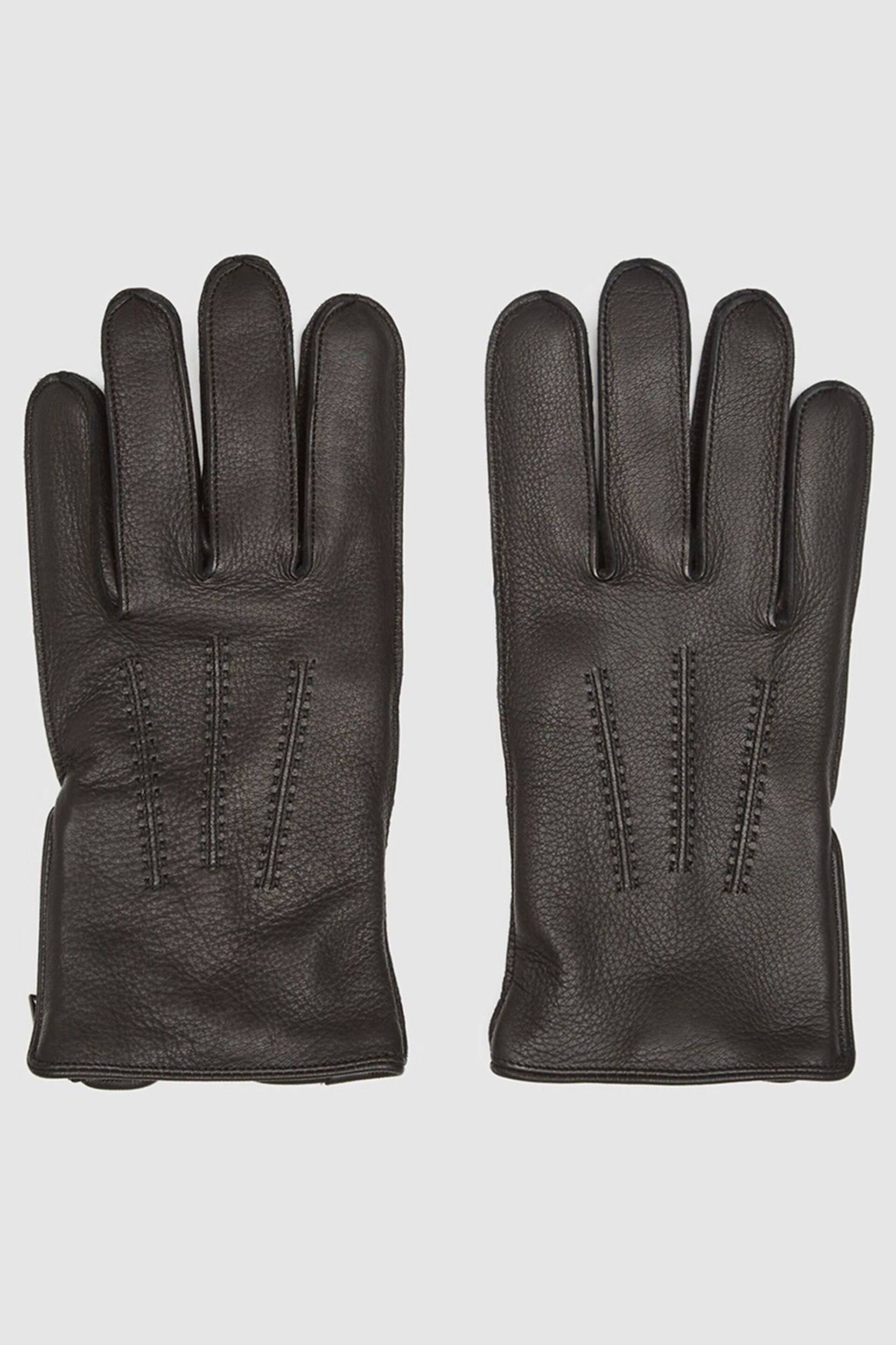 Reiss Black Iowa Leather Gloves - Image 1 of 4