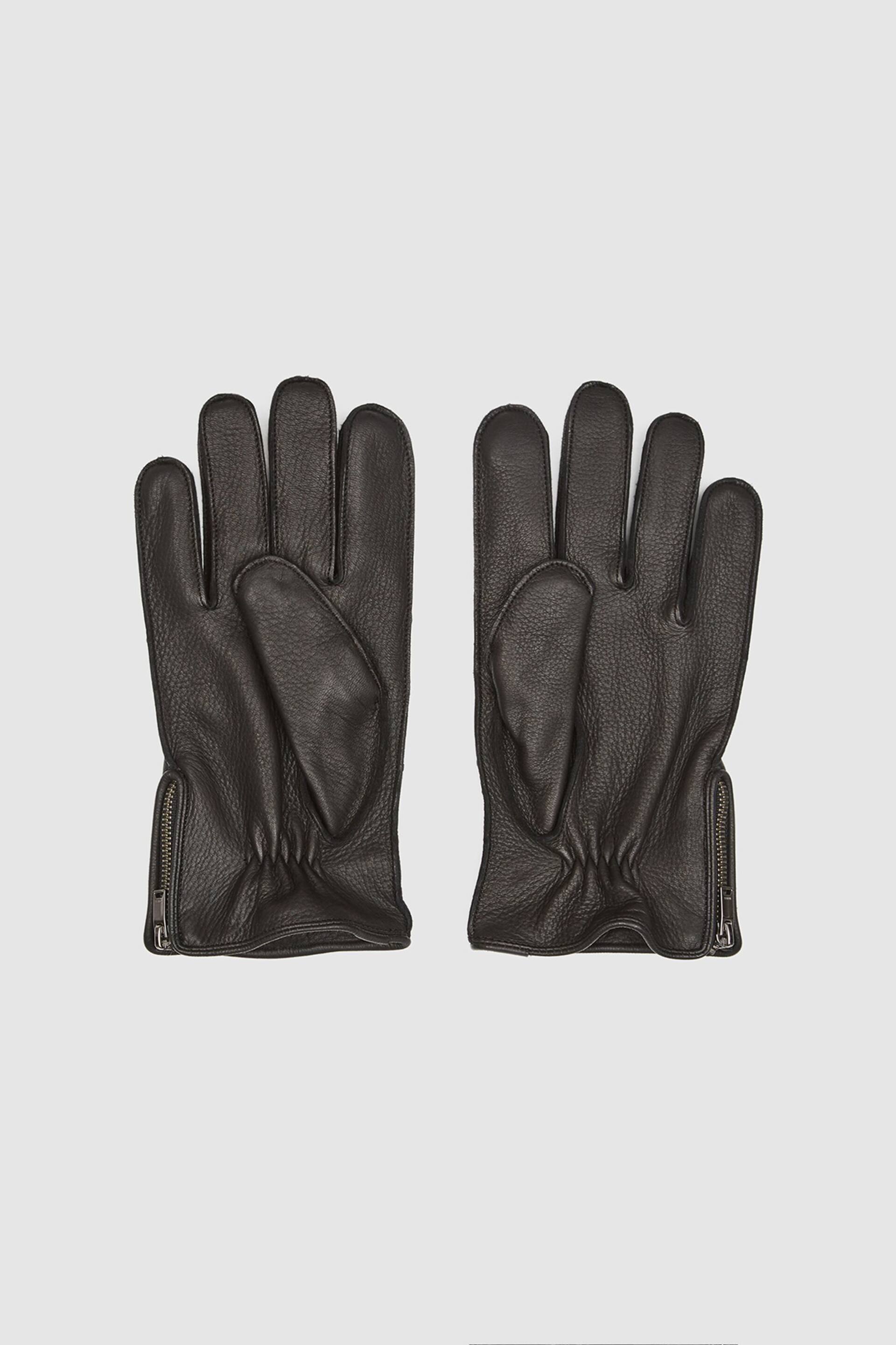 Reiss Black Iowa Leather Gloves - Image 3 of 4