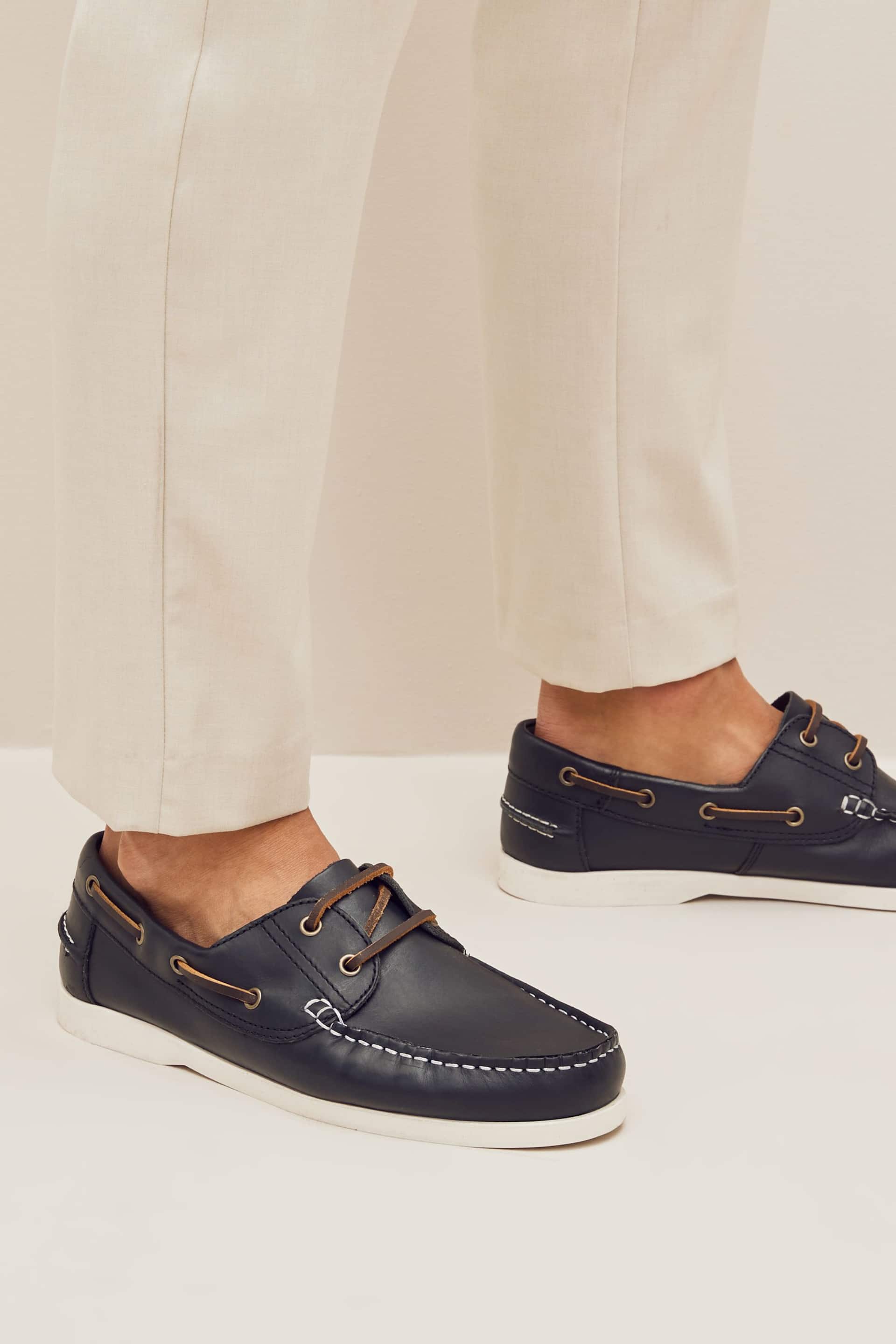 Navy Classic Leather Boat Shoes - Image 1 of 7