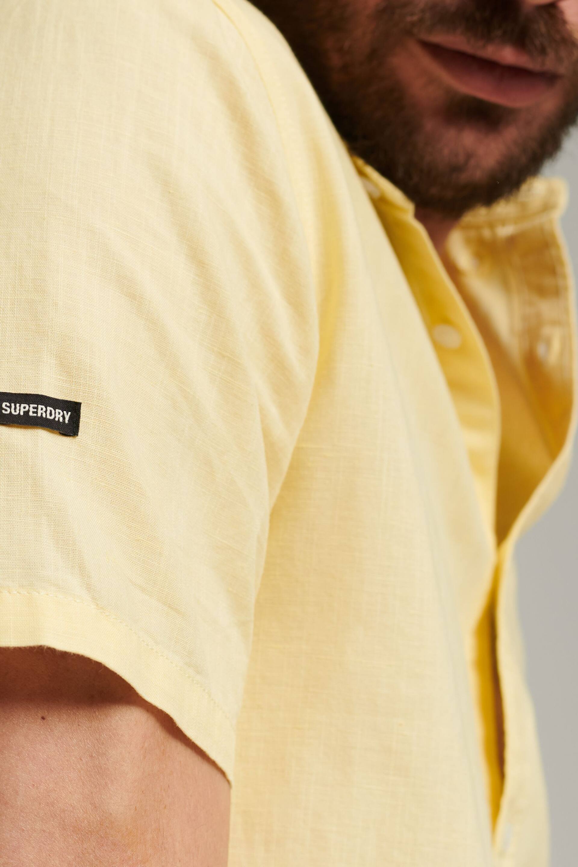 Superdry Yellow Organic Cotton Studios Linen Short Sleeve Shirt - Image 3 of 3