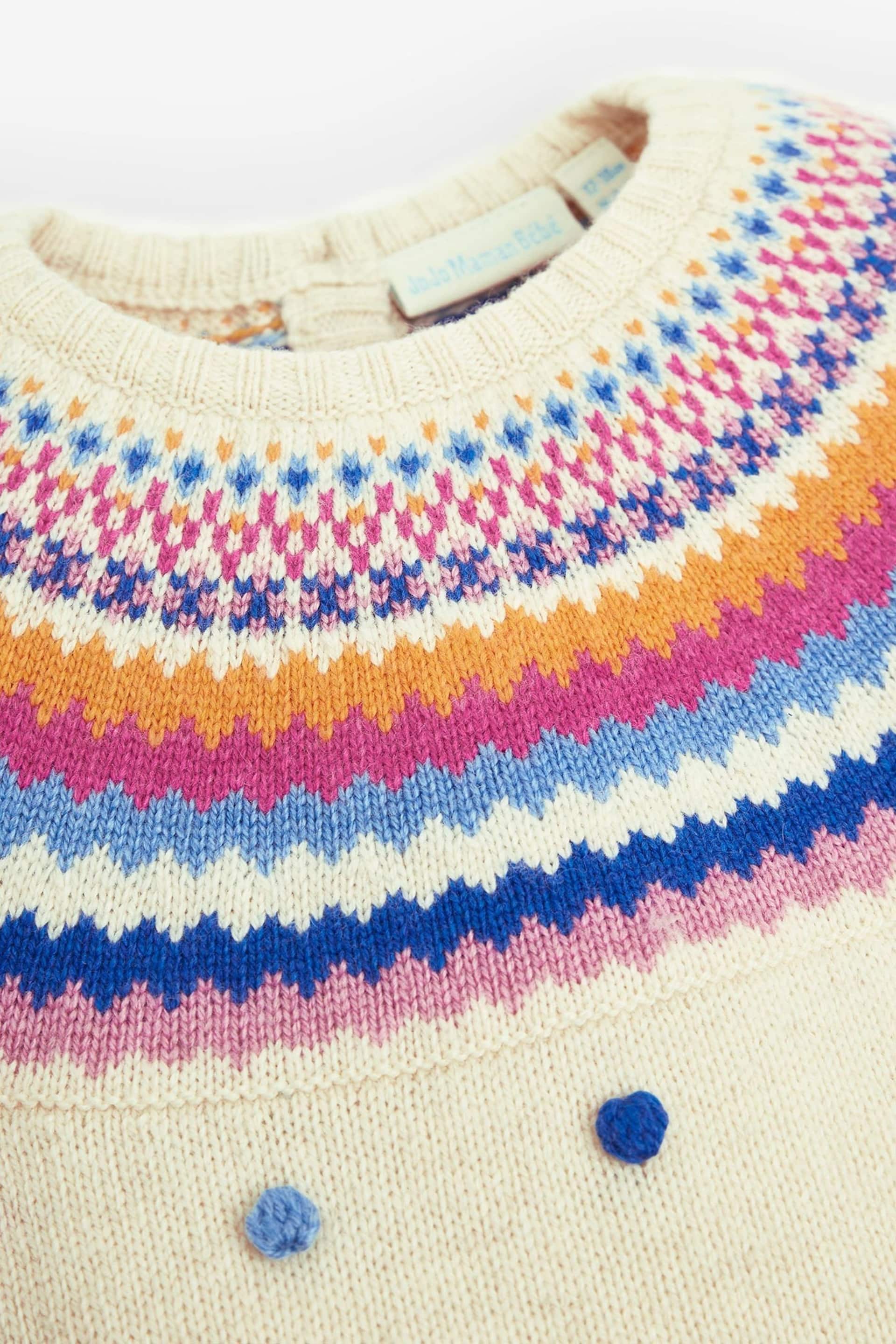 JoJo Maman Bébé Cream Bright Stripe Knitted Jumper Dress - Image 3 of 3