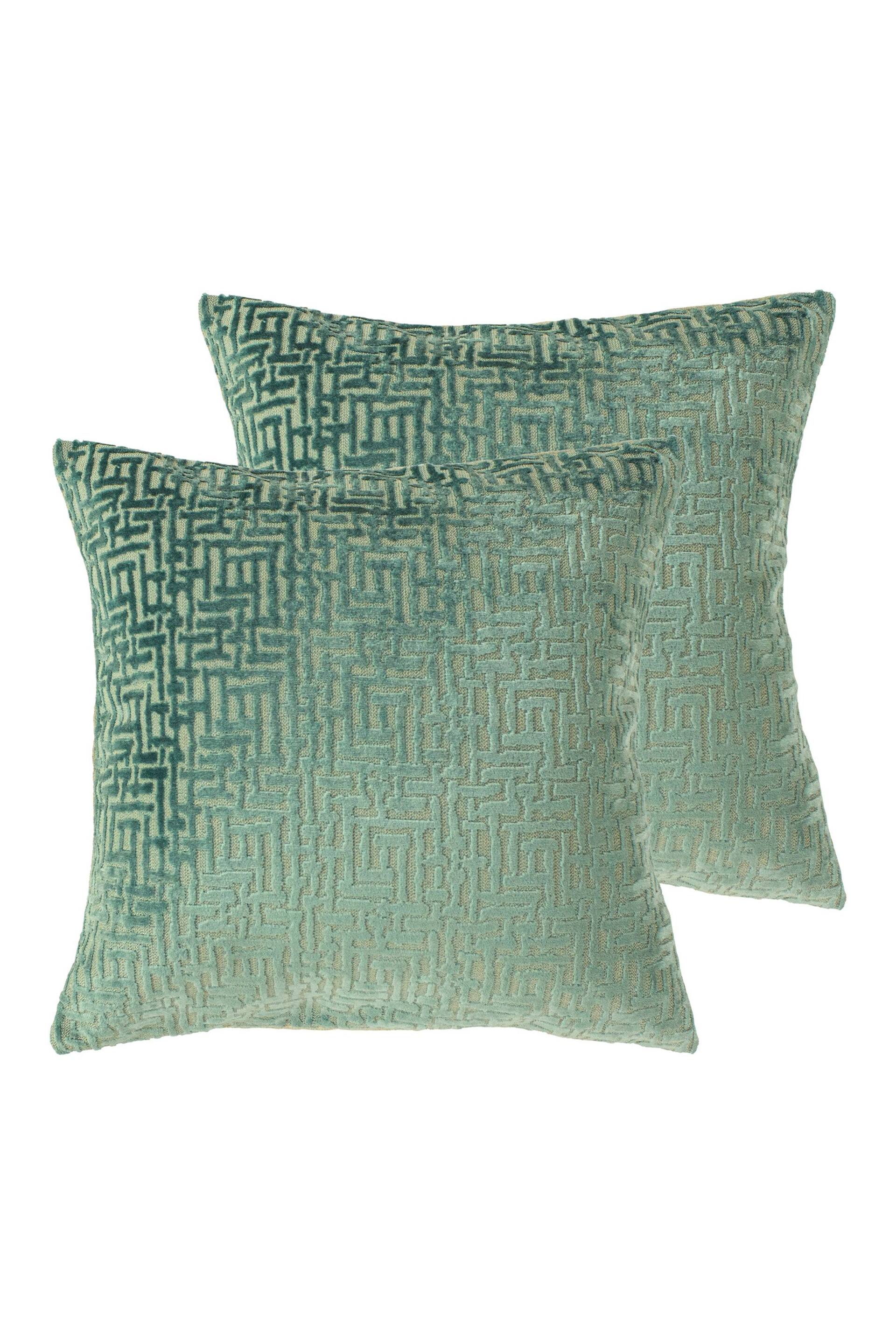 Riva Paoletti 2 Pack Green Delphi Filled Cushions - Image 1 of 4