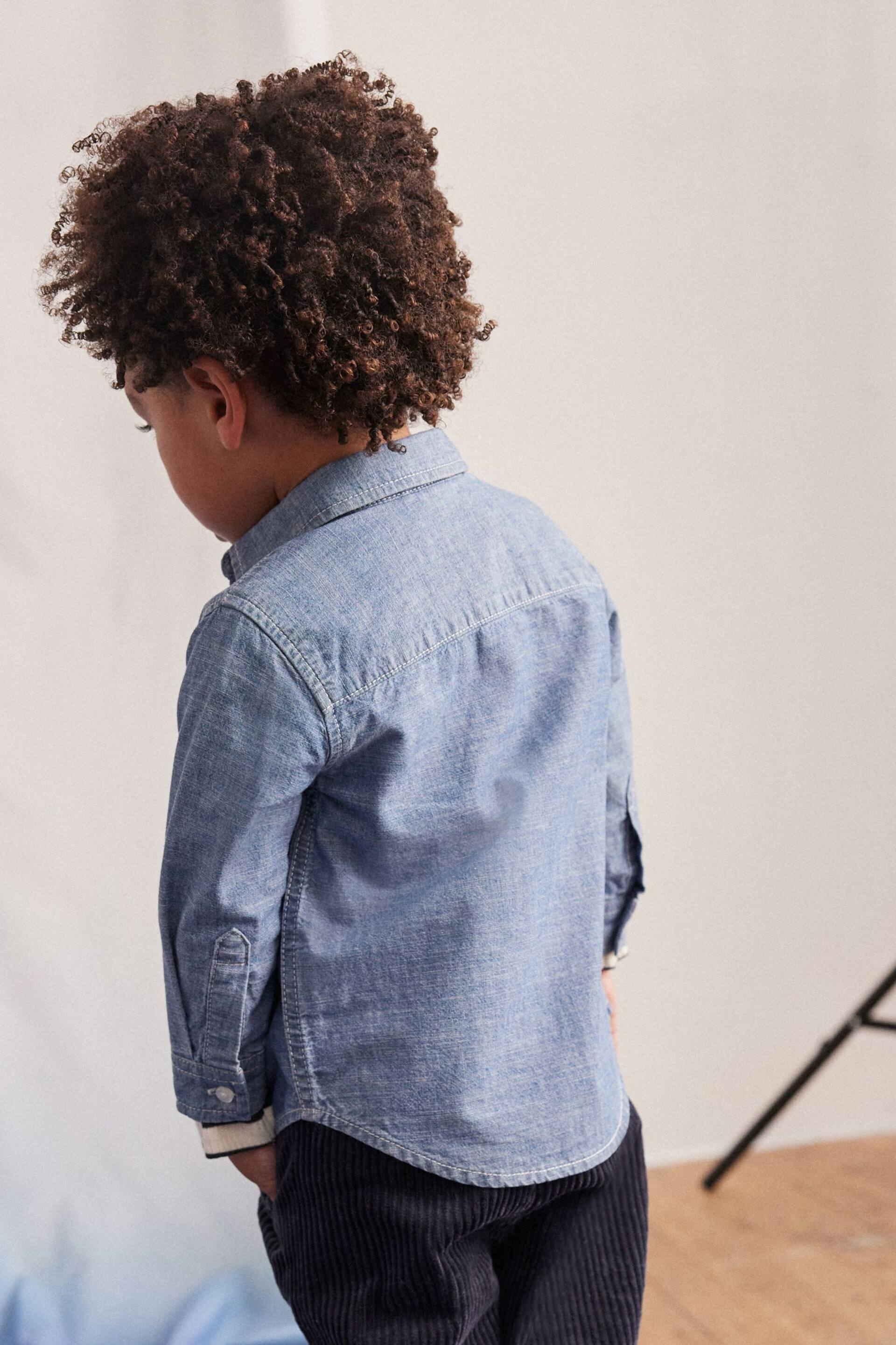 Blue Long Sleeve Chambray Shirt (3mths-12yrs) - Image 4 of 7