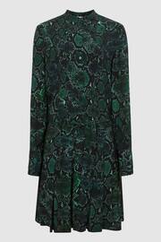 Reiss Green Scarlett Snake Print Flippy Mini Dress - Image 2 of 8