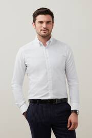 White Skinny Fit Easy Care Single Cuff Oxford Shirt - Image 3 of 9