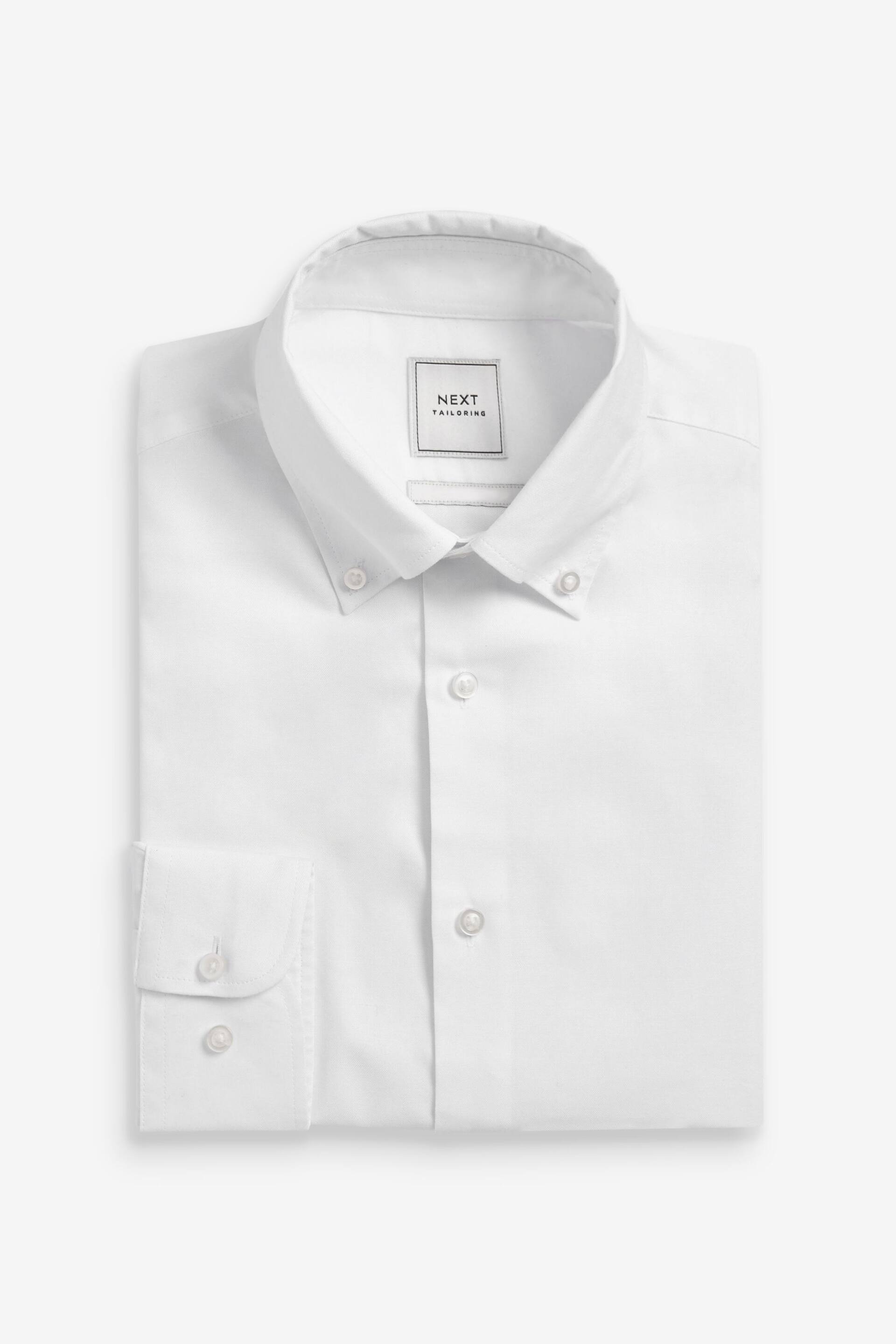 White Skinny Fit Easy Care Single Cuff Oxford Shirt - Image 7 of 9